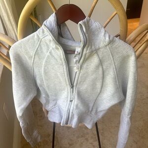 Heathered grey cropped Scuba Lululemon Hoodie.